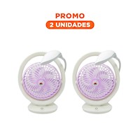 Pack2 Refrescador Recargable con Lampara de Mesa 3 Velocidades Color Lila